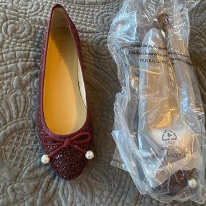 Kate Spade Glitter Flats, Ellio, Deep Cherry